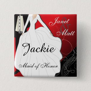 Djupt - röd bröllopsfest knapp