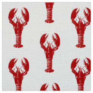 Djupt - röd hummer på vit tyg
