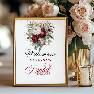 Djupt rött rosé burgunder bröllopsfestaffisch poster