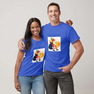 Djupt Royal God Jul Tryckt Önskemagi-T-shirt T Shirt