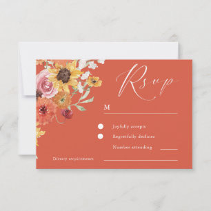 Djupt Sommar Floral Modern Bröllop OSA Kort