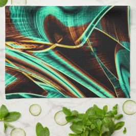 Djupt tvinnade band akvamarin och kaffeodlingar kökshandduk