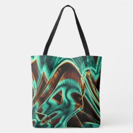 Djupt tvinnade band akvamarin och kaffeodlingar tygkasse