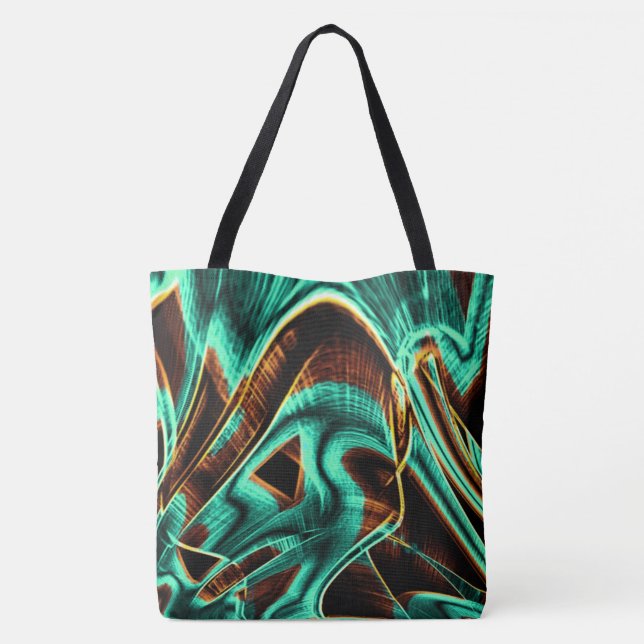 Djupt tvinnade band akvamarin och kaffeodlingar tygkasse (Baksida)