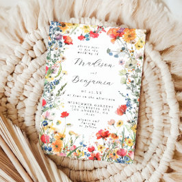 Djupt vildblomsbröllop inbjudningar