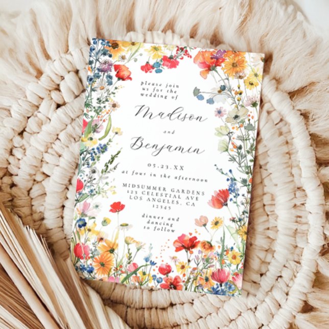 Djupt vildblomsbröllop inbjudningar (Skapare uppladdad)