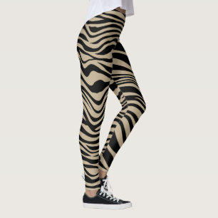 Djuptryck av svart khaki mönster safari leggings