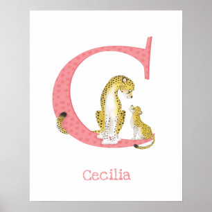 Djur ABC C är för gepardtryck Poster
