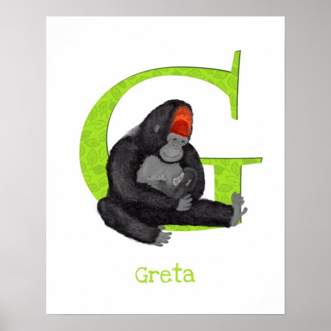 Djur ABC G är för gorilla tryck (Framsidan)