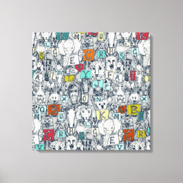 djur ABC indigo multi Canvastryck