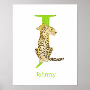 Djur ABC J är för jaguartryck Poster