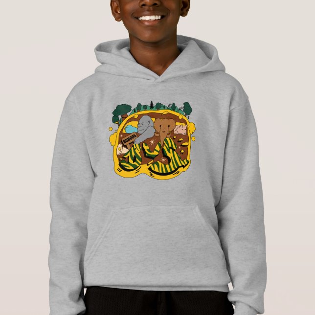 Djur åker till skolan med buss pojkar t shirt (Framsida)