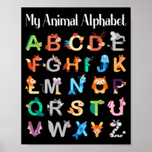 Djur Alphabet Learning ABC Animals Poster