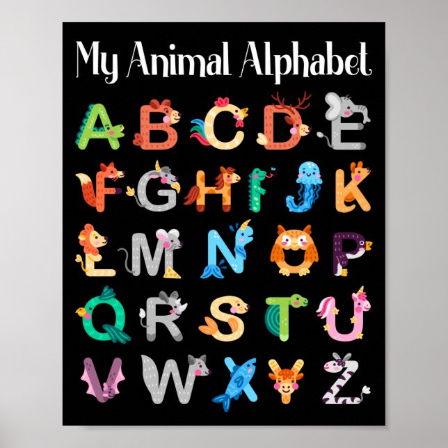 Djur Alphabet Learning ABC Animals Poster (Framsidan)