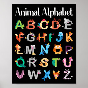Djur Alphabet Learning ABC Animals Poster
