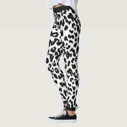 Djur älskare Leopard Print Black and White Leggings