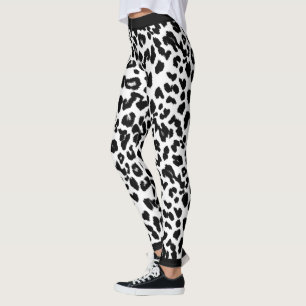 djur älskare Leopard Print Black and White Leggings