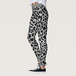 Djur älskare Leopard Print Black på Grått Leggings