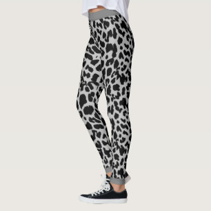 Djur älskare Leopard Print Black på Grått Leggings