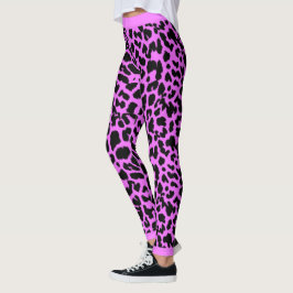 Djur älskare Leopard Print Black på Rosa Leggings