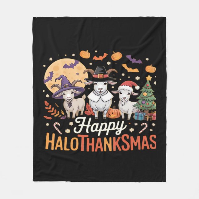 Djur älskare Owners Lycklig Hallothanksmas Essenti Fleecefilt (Framsidan)