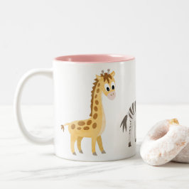 Djur älskaregiraff och sebra Två-Tonad mugg