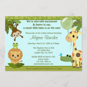 Djur apa för inbjudan för SAFARIPARTYbaby shower