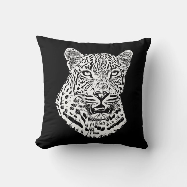 Djur Art Snö Leopard Hoppel safari Kudde (Framsida)