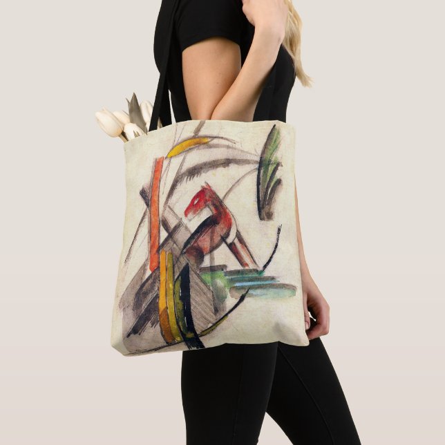 Djur av Franz Marc, Vintage Expressionism Konst Tygkasse (Närbild)