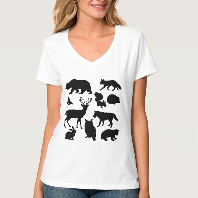 Djur av skogen, vilda djur och växter t shirt (Framsida)