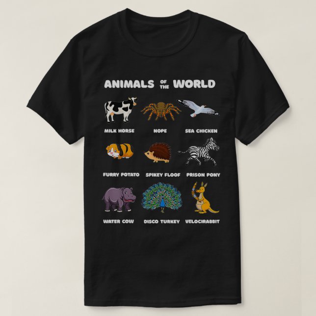 Djur av World Gift Tee-Sällsyntet Animals m T Shirt (Design framsida)