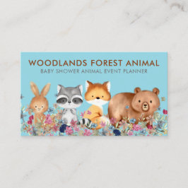 Djur Baby Bear Fox Raccoon Rabbit Blue Visitkort