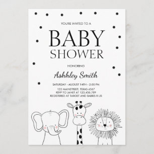 Djur Baby shower inbjudan Zoo Safari Djungel
