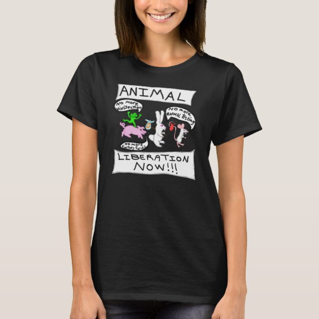 Djur befrielse NU!! T-shirt (Framsida)