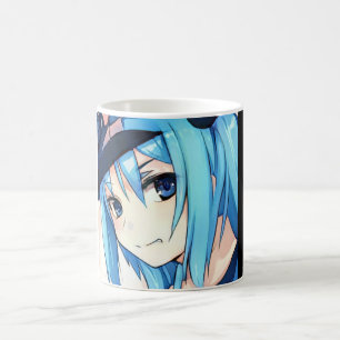 Djur blå flickblått öga Kaffe Mugg