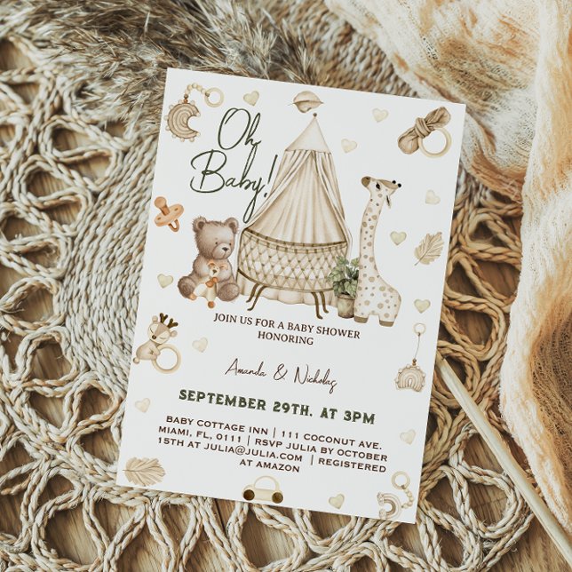 Djur Boho Baby Shower Inbjudan (Skapare uppladdad)