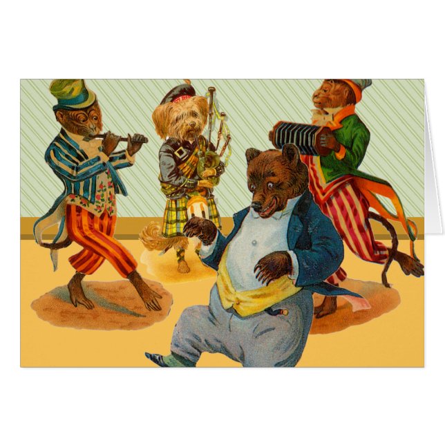 Djur dans för lördagnatt hälsningskort (Framsidan Horizontal)