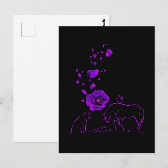 Djur De Också Tjänstgjort Lila Poppy-minnesmärke Vykort (Fram/baksida)