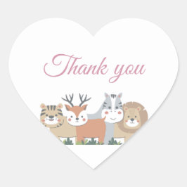 Djur Djungel Baby Shower- Tack Oval Klistermärke