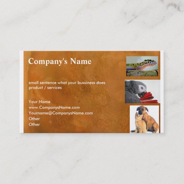 Djur & djuromsorgt visitkort (Framsida)