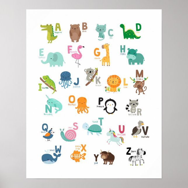 Djur Djuuvel Alfabet Poster (Framsidan)