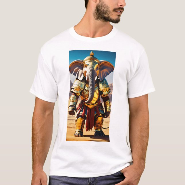 Djur, elefantkrigare Golden Armor T Shirt (Framsida)