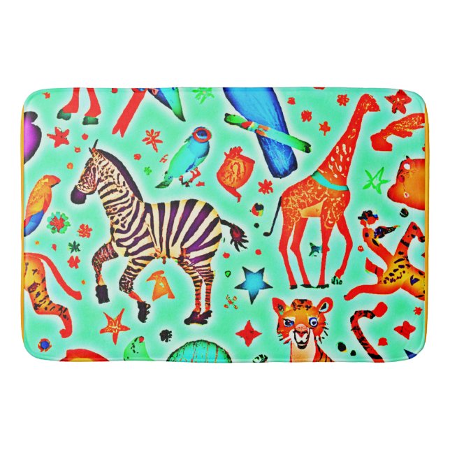  djur - färgad Vild Badrumsmatta (Framsidan)