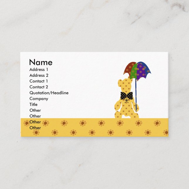 Djur färgrik gult för toppen gullig ungenalle visitkort (Framsida)