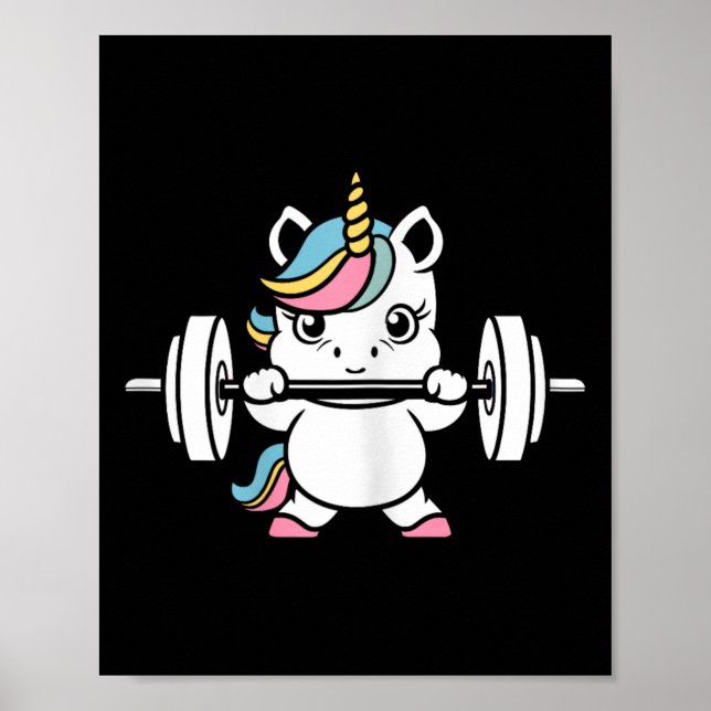 Djur Fitness Bodybuilding Enhörning  Poster (Framsidan)