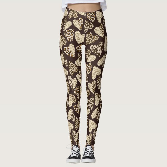 Djur flår med hjärtor leggings (Framsida)