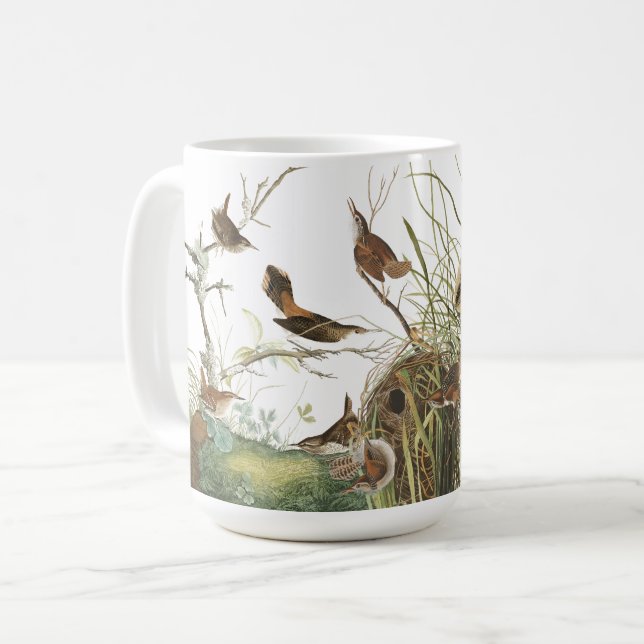 Djur för djurliv för Audubon gärdsmygfåglar bygga Kaffemugg (Framsida vänster)