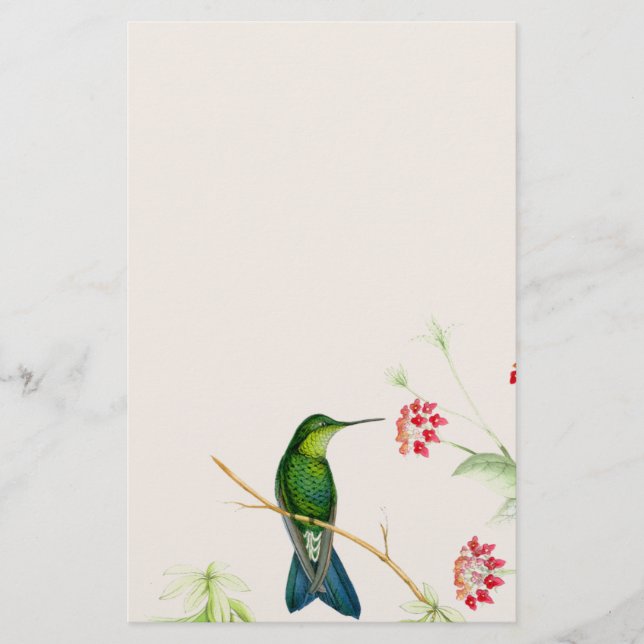 Djur för djurliv för Hummingbirdfågelblommor blom- Brevpapper (Framsida)