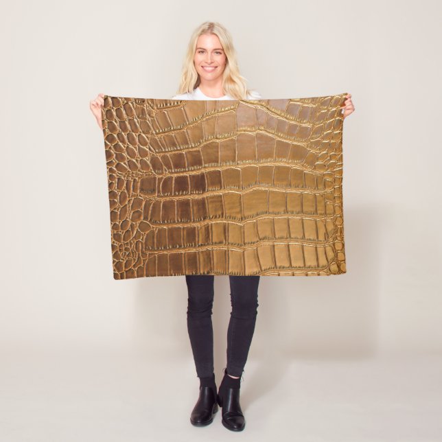 Djur för Fauxkrokodilläder flår mönster Fleecefilt (På plats)