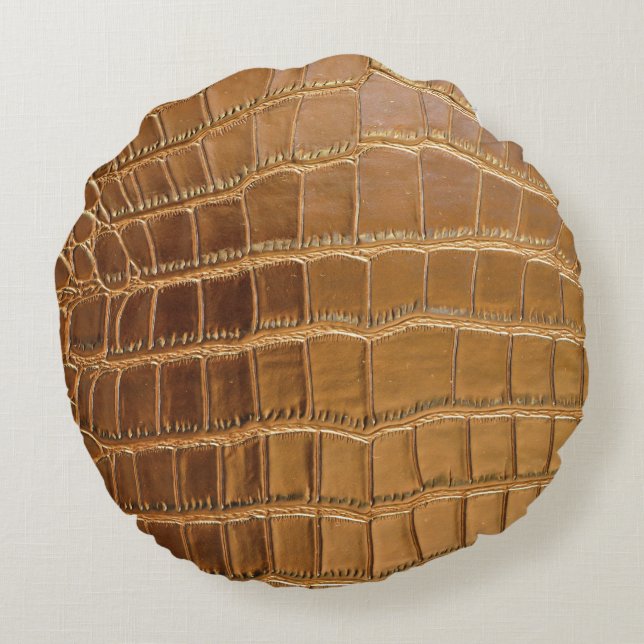 Djur för Fauxkrokodilläder flår mönster Rund Kudde (Baksidan)